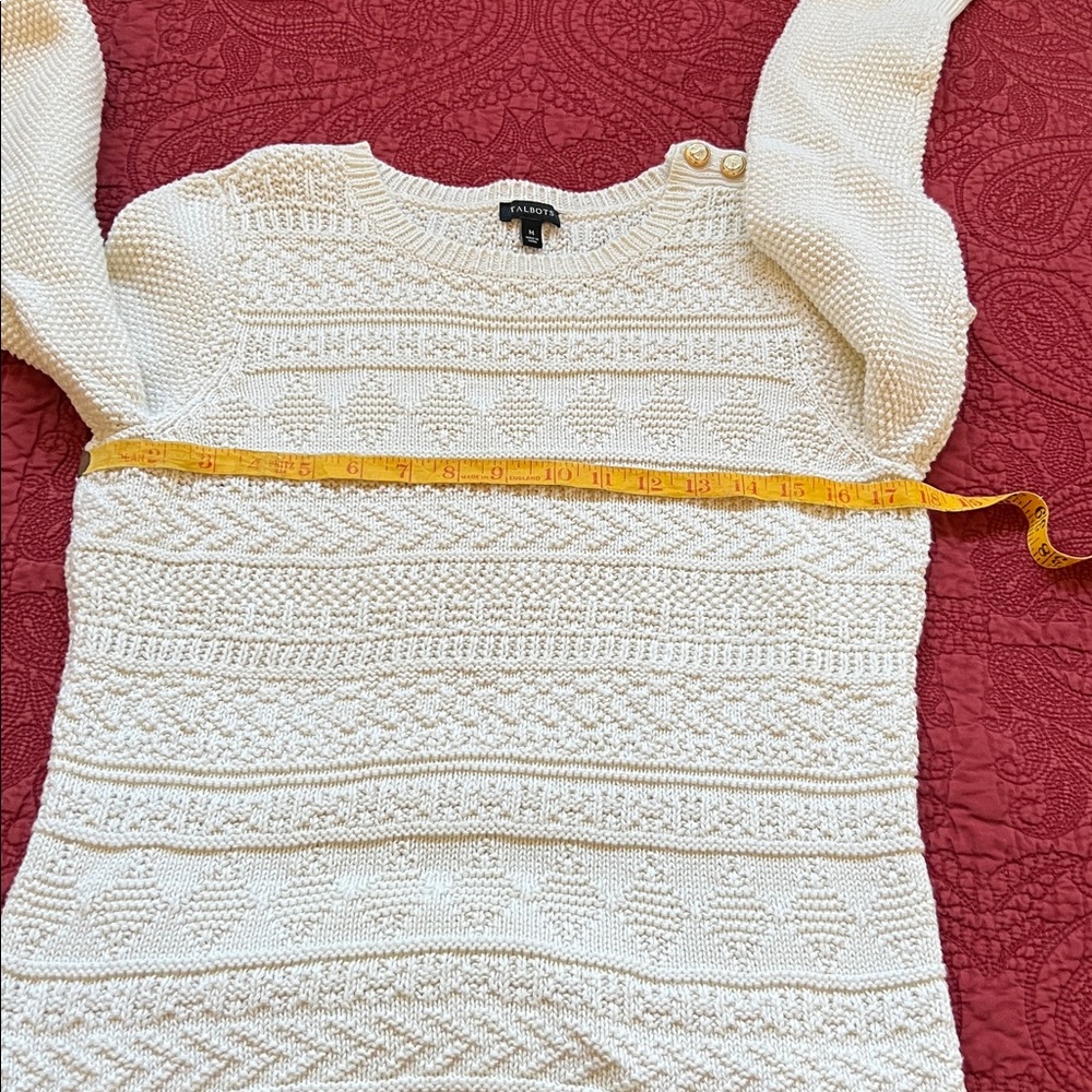 Talbots Cream Crew Neck - Picture 4 of 8